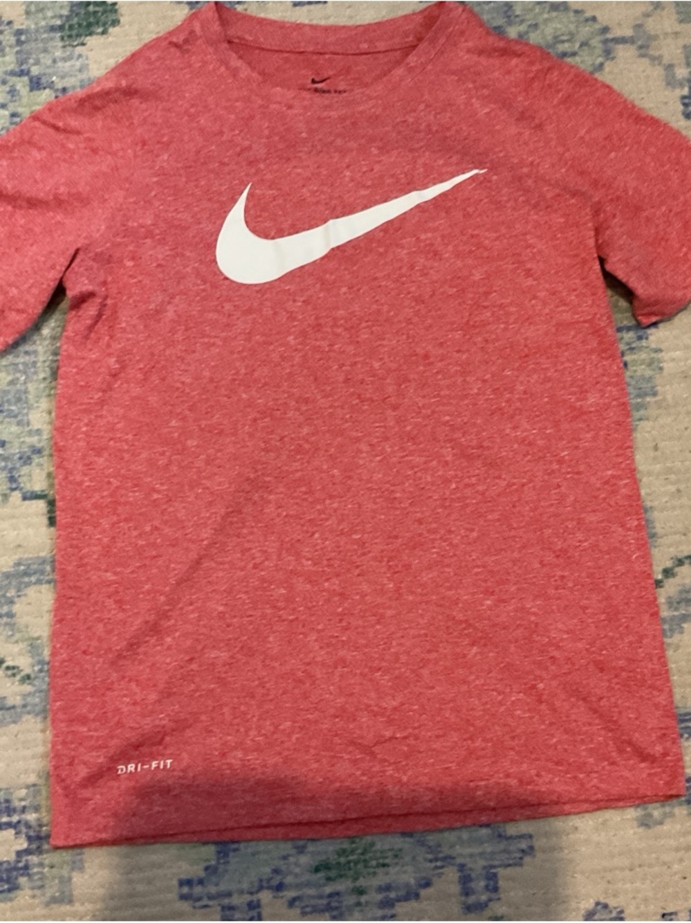 Nike Red Heather Dri-FIT Short Sleeve Tee with White Swoosh
